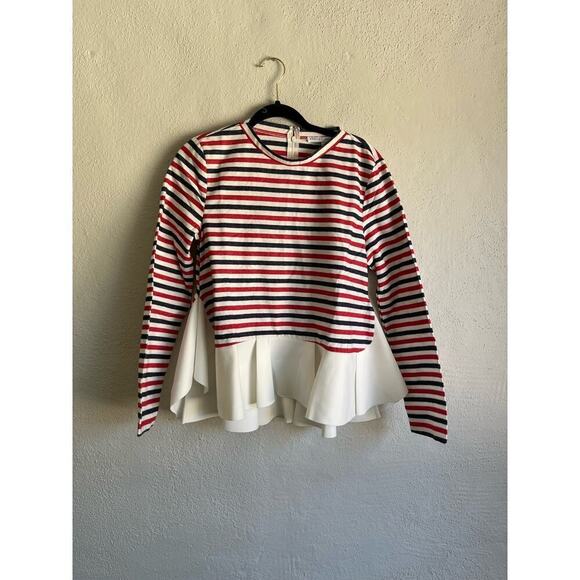 Anthropologie English Factory Woman  Striped Knit Ruffled Peplum Blouse … - Picture 9 of 12